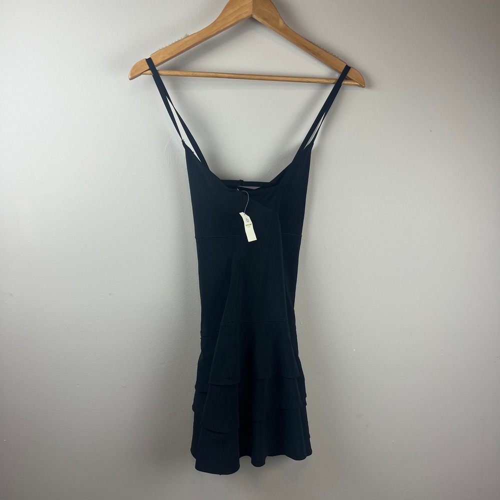NWT AERIE Black Ruffled Athletic Dress Built In Shorts Pockets Medium - Picture 3 of 4